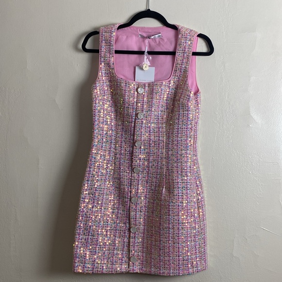 Endless Rose Tweed Pink Sequin Dress - Picture 3 of 5